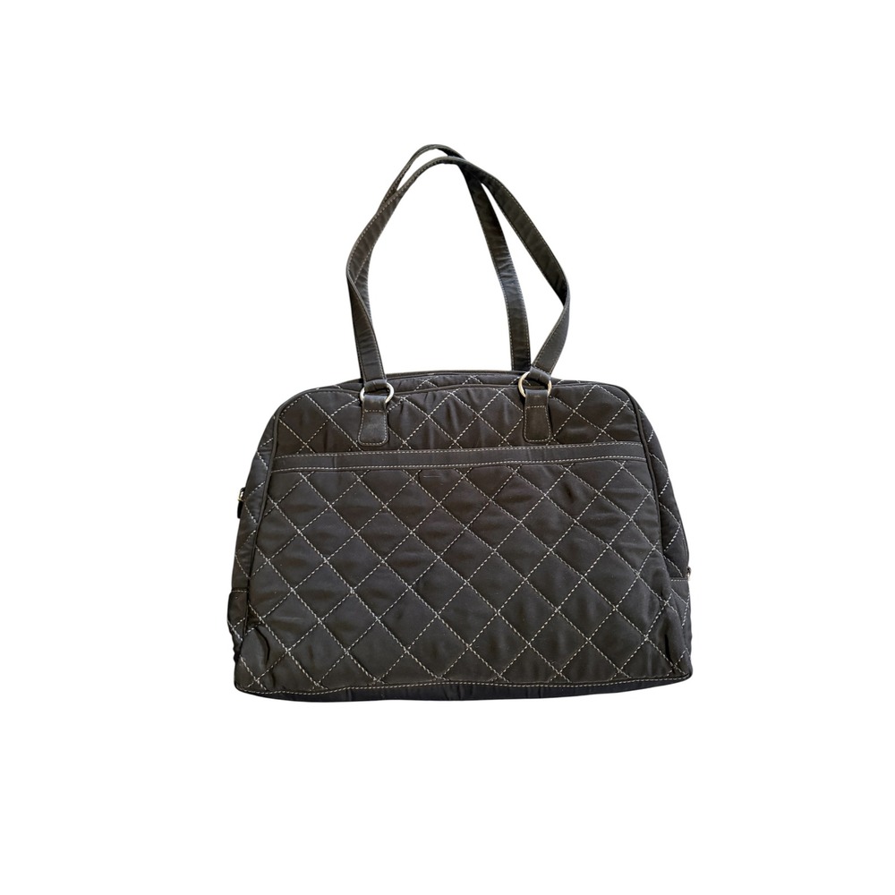 Vera Bradley‎ Black Quilted Microfiber Laptop Tote Bag Floral Interior Lining